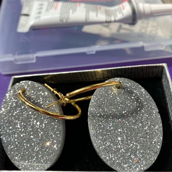 Hand Crafted Jewelry - Handmade resin hoop earrings